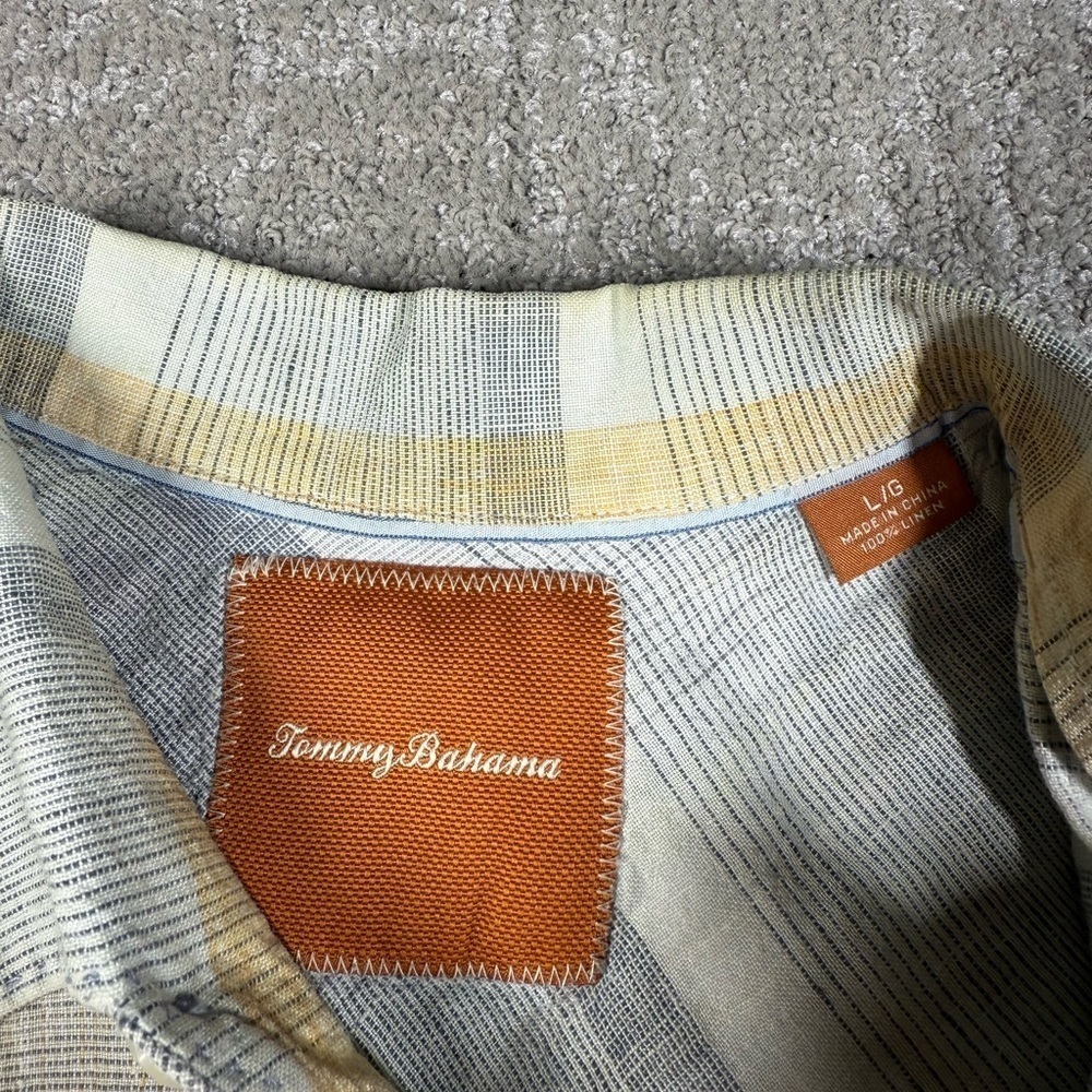 Tommy Bahama Mens 100% Linen Striped Button Down Mens Short sleeve Shirt Large - Picture 3 of 8